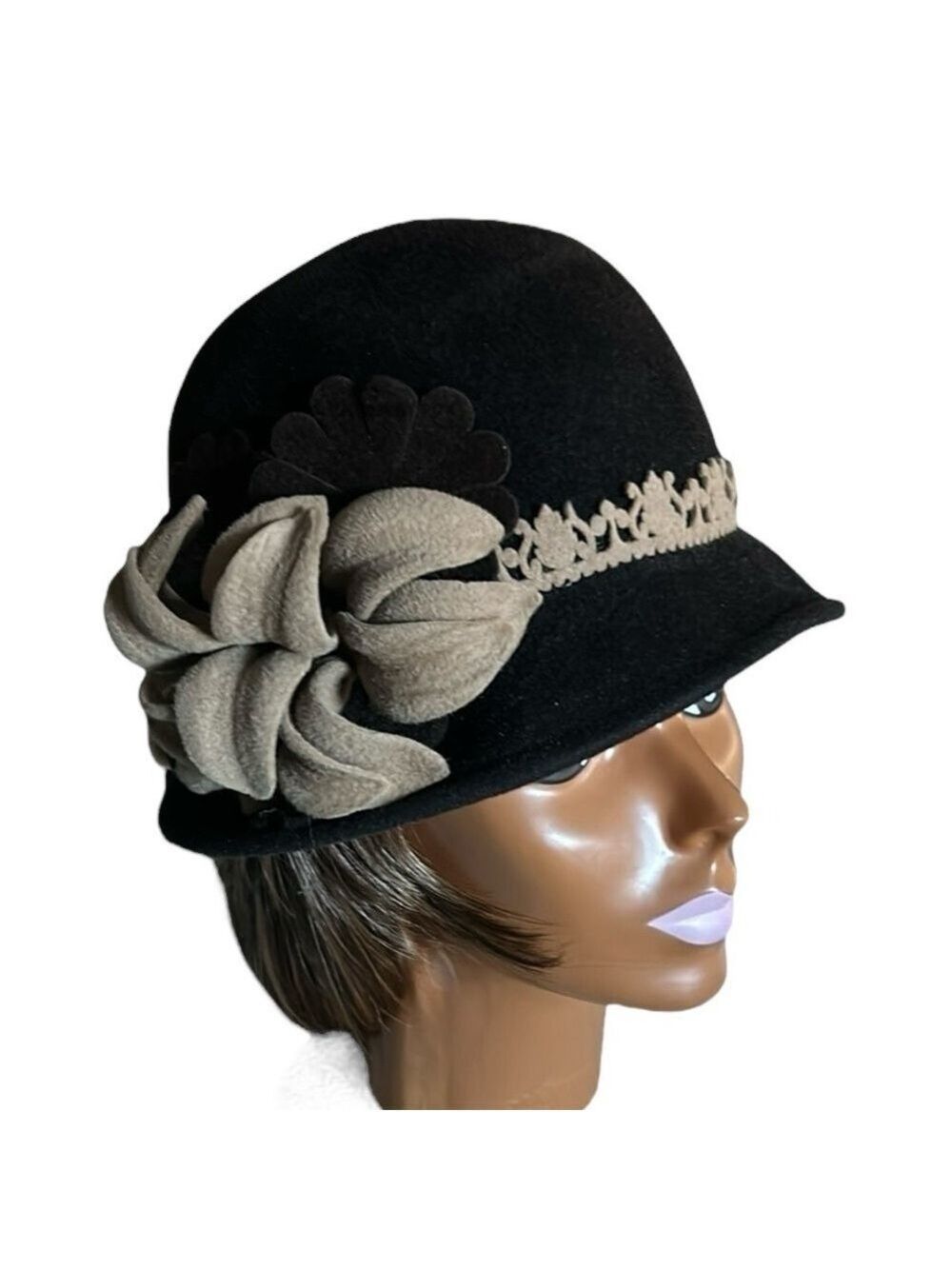 Jack OConnell Boutique Wool Felt Cloche with Flower Detail in Brown